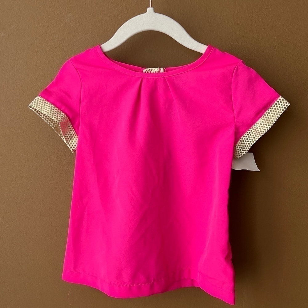 Cynthia Rowley Toddler Girls Pink Shirt with Gold Sleeves Size 3T